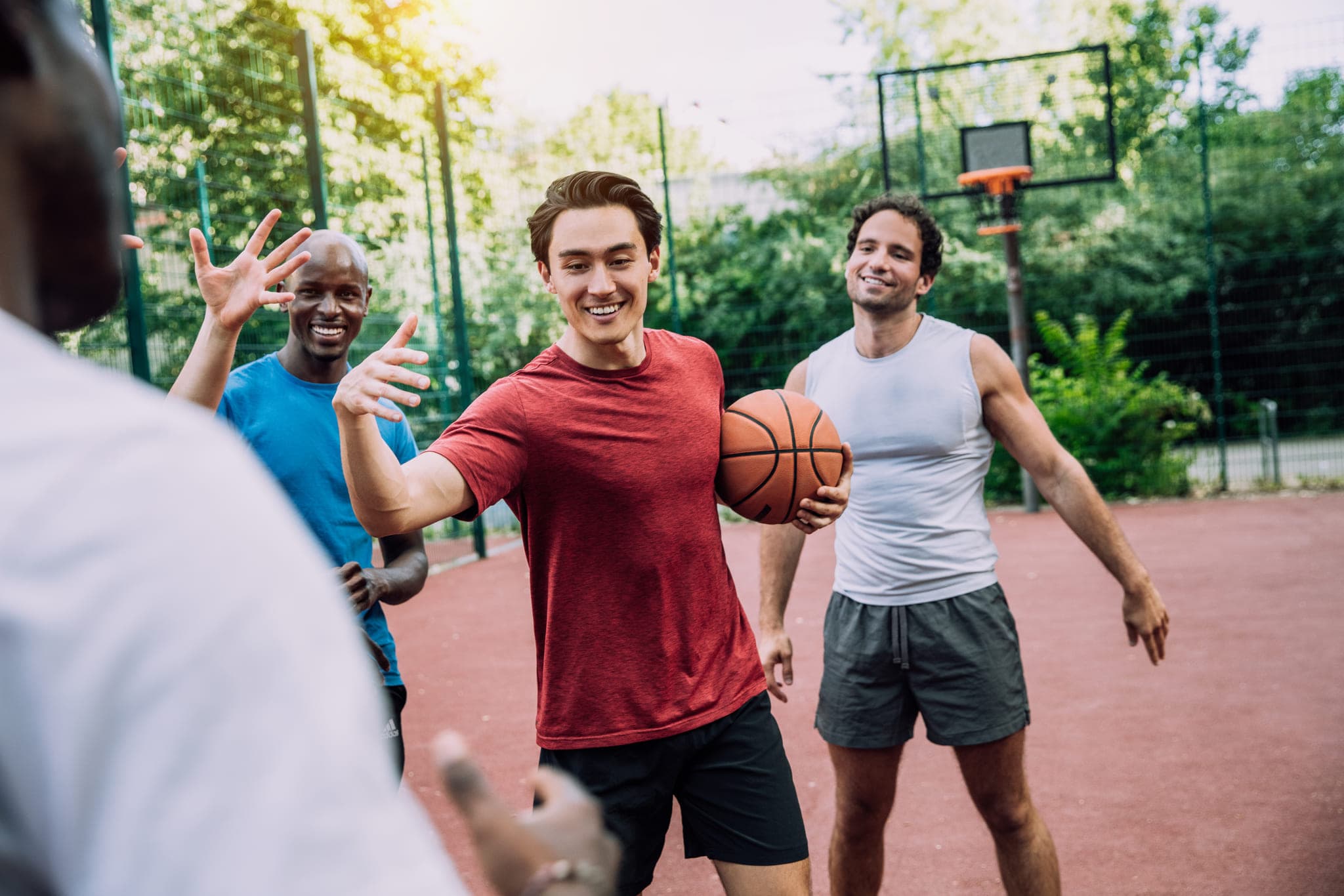 Three players outdoors