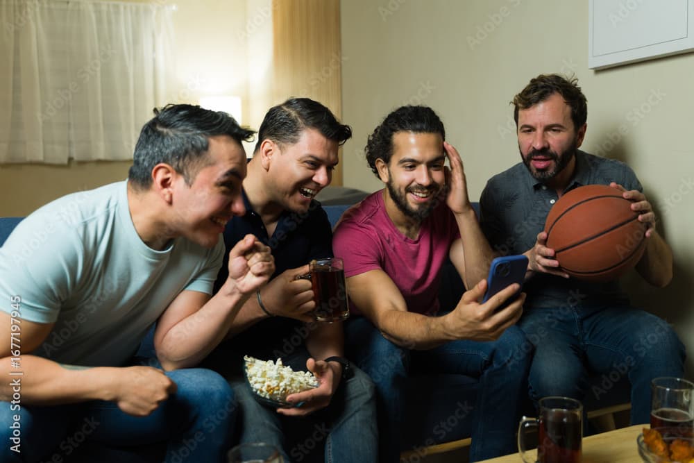 Group watching phone