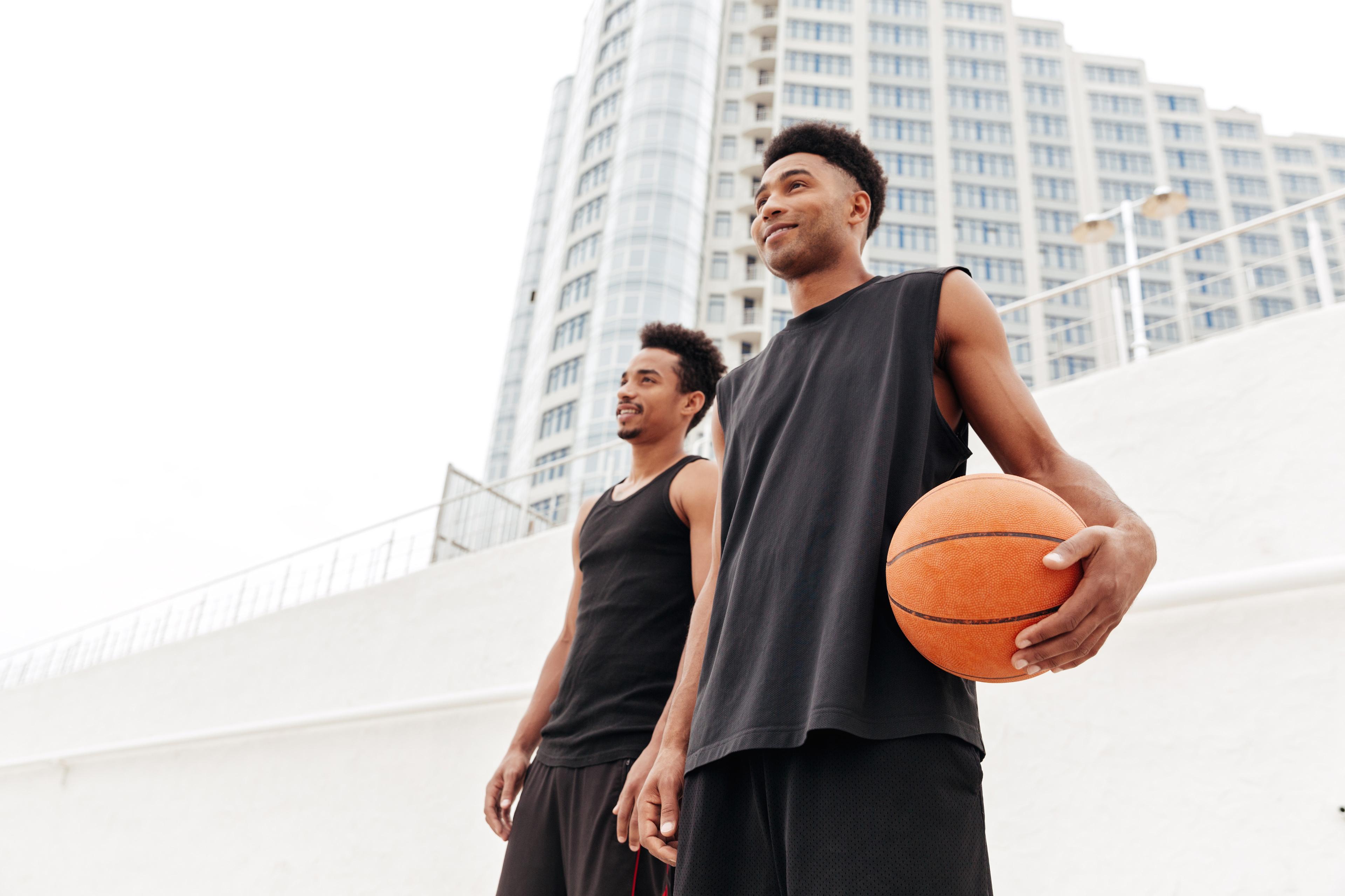 Player with basketball
