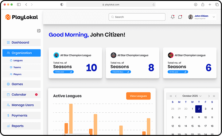 PlayLokal dashboard