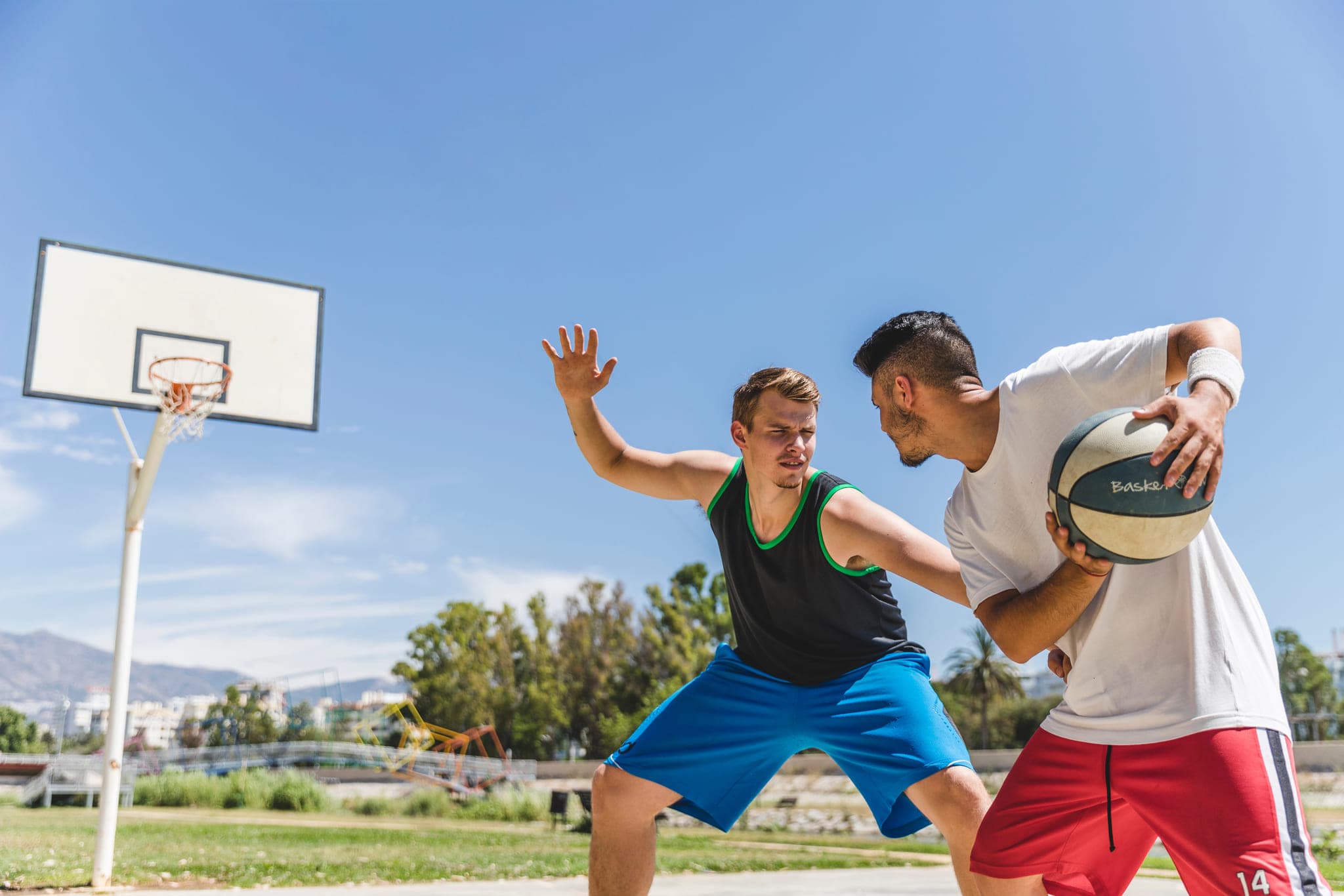 Players celebrating outdoors