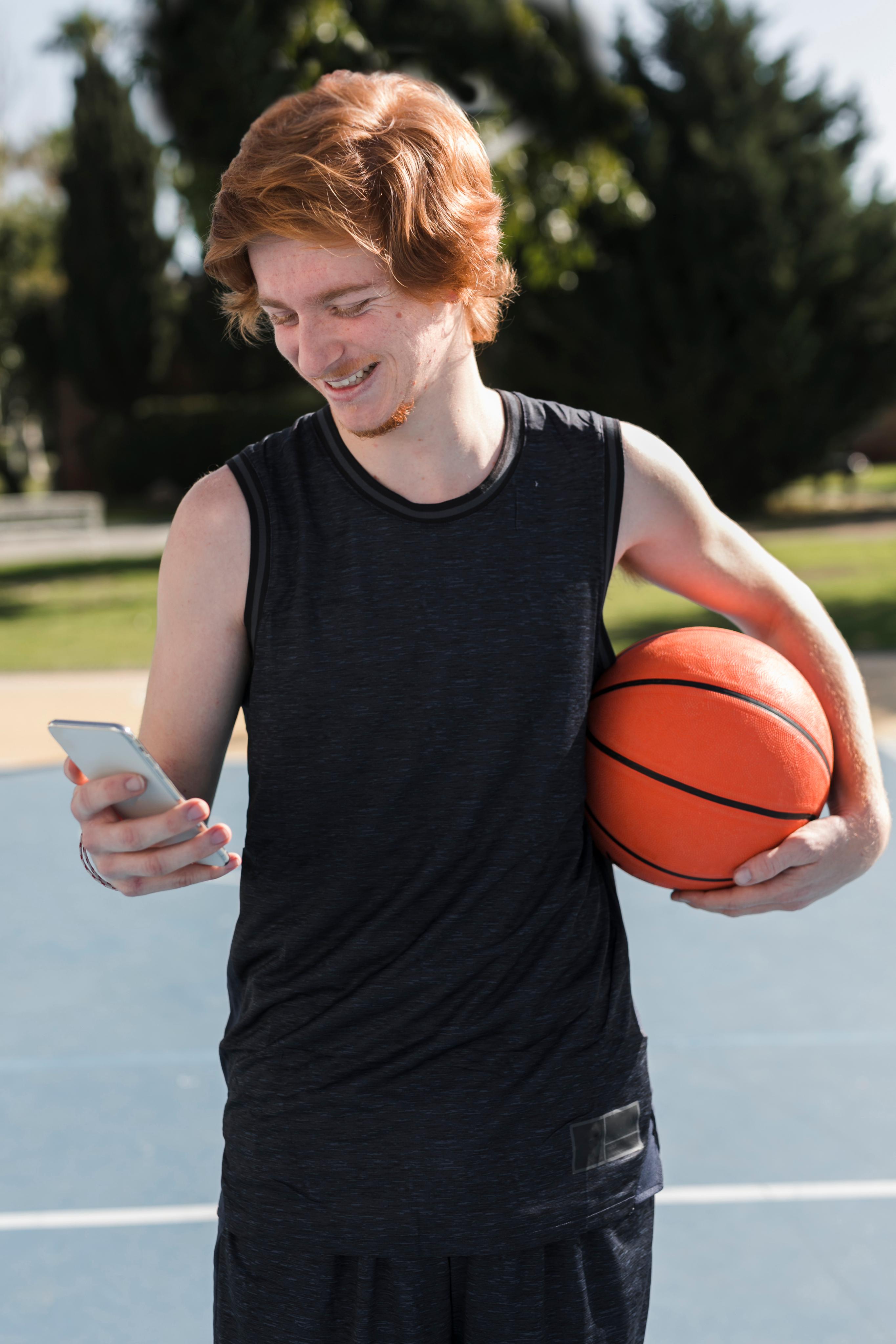 Player holding basketball