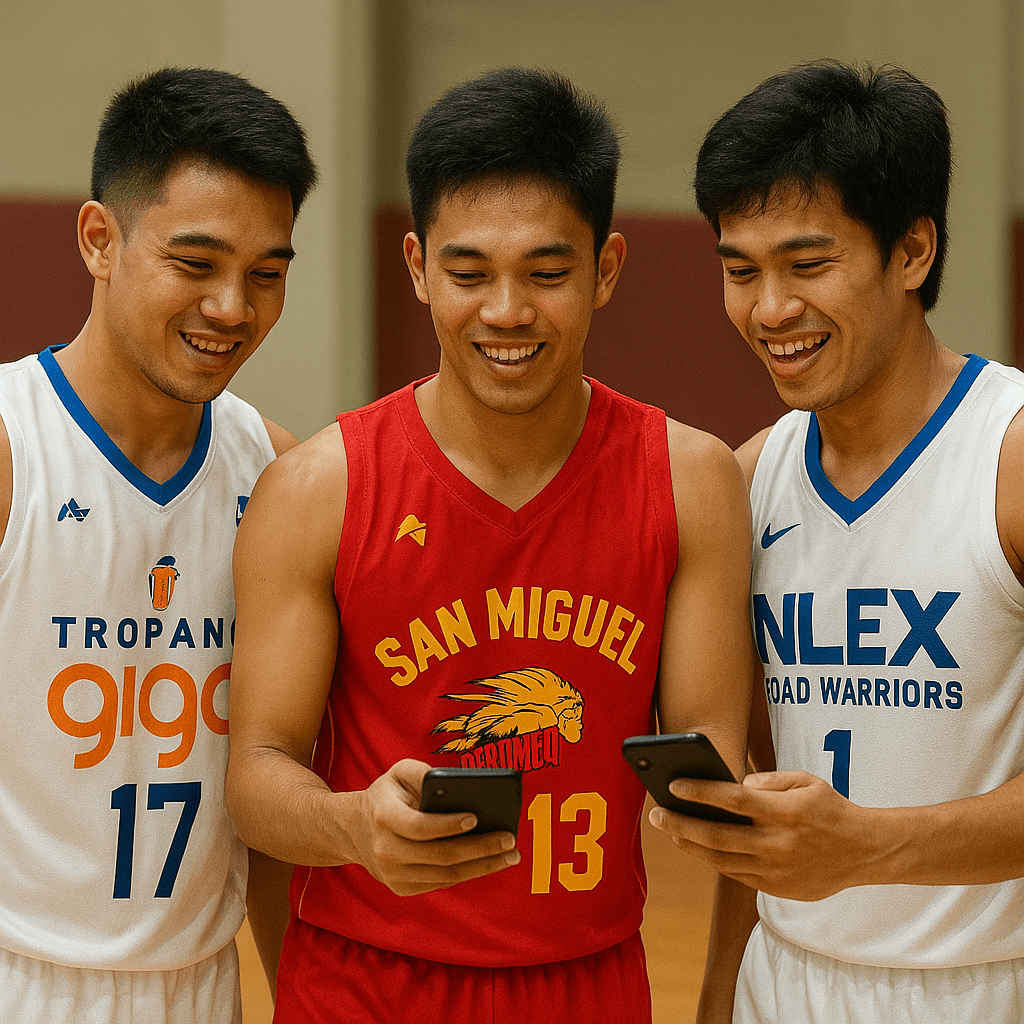 Basketball players in team uniforms