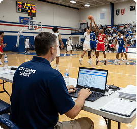 Coach with laptop