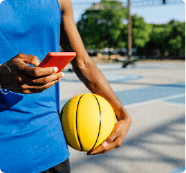 Player with basketball